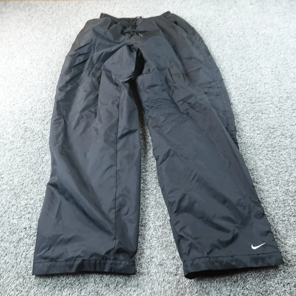VTG Nike Pants Mens XL Black Baggy Windbreaker Track Jogger Drawstring 90s Y2K